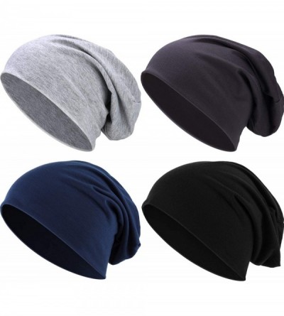 Skullies & Beanies Thin Knit Slouchy Cap Beanies Hat Hip-Hop Sleep Cap Dwarf Hat (Black- Navy Blue- Dark Gray- Light Gray- 4 ...