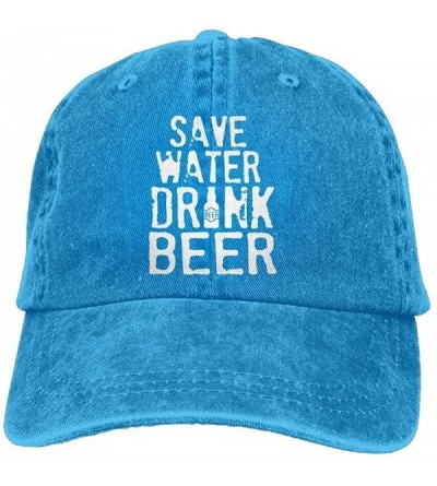 Baseball Caps Adult Fashion Sports Denim Baseball Save Water Drink Beer Classic Dad Hat Adjustable Plain Cap - Royalblue - CS...