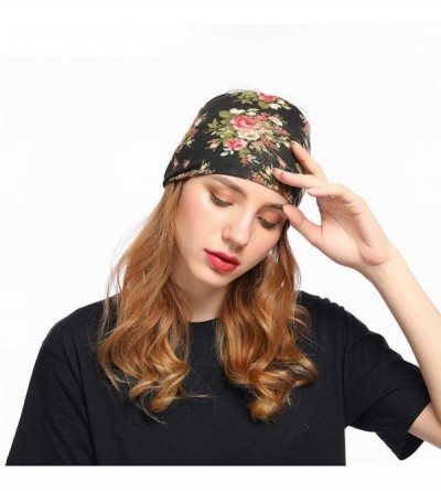 Headbands Boho Wide Elastic Turban Headbands for Women Hippie Yoga Headwrap Bandeau Bandana Headband - CW18H4D6827 $10.32