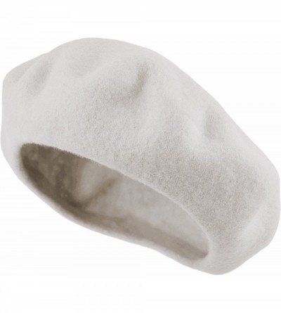 Berets Traditional Women's Men's Solid Color Plain Wool French Beret One Size - Off-white - CH189YK4SE8 $10.28
