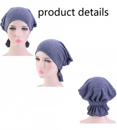 Headbands Womens 3-Pack Cotton Knit Beanie Sleep Turban Hat Headwear for Cancer - Color G - CL18HNU7E2K $12.42