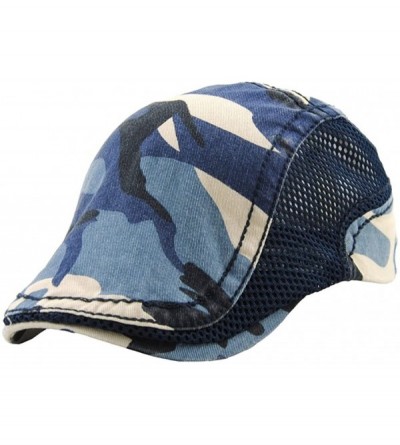 Newsboy Caps Duckbill Hat Cotton Newsboy Ivy Cabbie Drving Hat Flat Cap Camouflage - Style 2-blue - CX182T2TLMQ $9.15