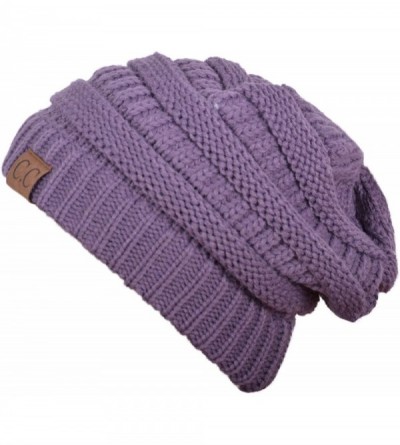 Skullies & Beanies Unisex Plain CC Beanie Cap Warm Thick Bubble Knit Winter Ski Hat - Lavender - C918IKG87XK $12.65