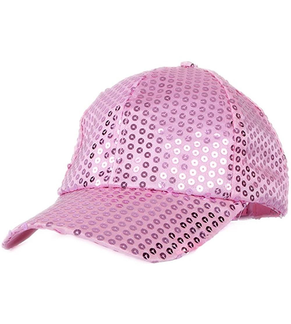 Baseball Caps Women Men Shining Sequin Baseball Hat Sequined Glitter Dance Party Cap Clubwear - Pink - CT182G4GCHT $9.03