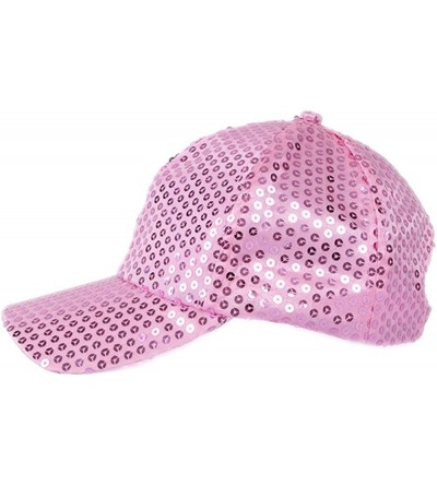 Baseball Caps Women Men Shining Sequin Baseball Hat Sequined Glitter Dance Party Cap Clubwear - Pink - CT182G4GCHT $9.03