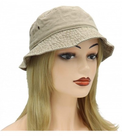 Bucket Hats Unisex 100% Cotton Bucket Hat Retro Packable Sun hat for Men Women - Khaki - CJ18Y6SCUEE $10.64