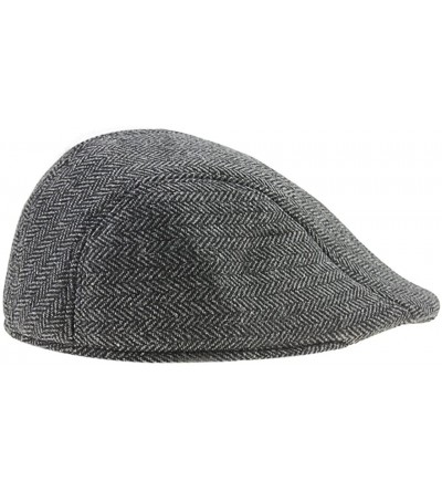 Baseball Caps Classic Herringbone Newsboy Hunting Headwear - Black&grey - C812N81OS66 $10.25