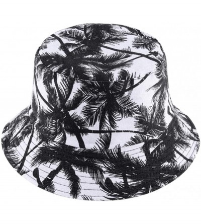 Bucket Hats Unisex Print Bucket Hat Cute Sun Hat Summer Packable Reversible Fisherman Cap - Black and White Tree - C4194YGLUS...