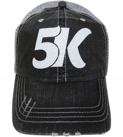 Baseball Caps Glitter 5K Distressed Look Grey Trucker Cap Hat Race Marathon Run - White Glitter - C912NH99JU1 $16.51