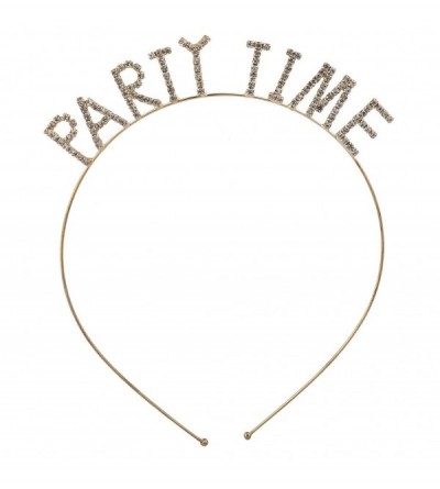 Headbands Goldtone Rhinestone Party Time Verbiage Party Headband - CD17YHNCM5E $11.53