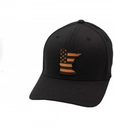 Baseball Caps 'Minnesota Patriot' Leather Patch Hat Flex Fit - Heather Grey - CY18IGOTRM4 $24.06
