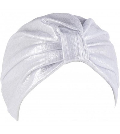 Skullies & Beanies Womens Muslim Floral Elastic Scarf Hat Stretch Turban Head Scarves Headwear Cancer Chemo - white-1 - CT18U...