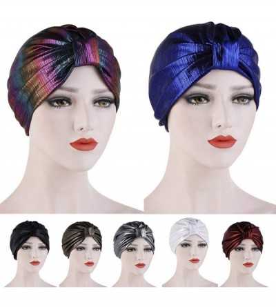 Skullies & Beanies Womens Muslim Floral Elastic Scarf Hat Stretch Turban Head Scarves Headwear Cancer Chemo - white-1 - CT18U...