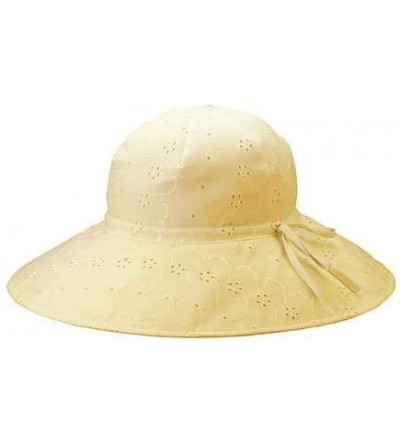 Bucket Hats Women's Wide Brim Embroidery Sheeting Bucket Hat - Light Yellow - C311DU6L467 $7.96