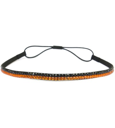 Headbands Custom Color Bling Shimmering Rhinestone Elastic Stretch Headbands - Thin Black/Orange - CE11JAY3HKN $8.98