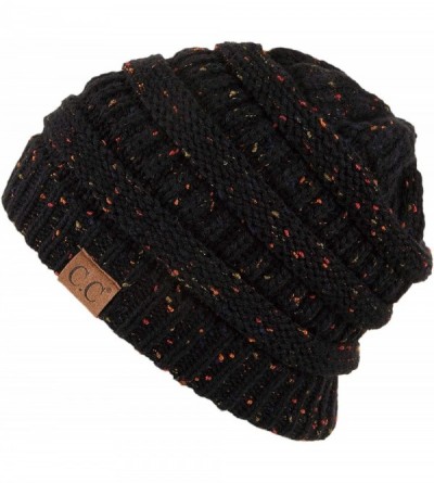 Skullies & Beanies Exclusives Unisex Ribbed Confetti Knit Beanie (HAT-33) - Black - CI189KTE65A $15.84
