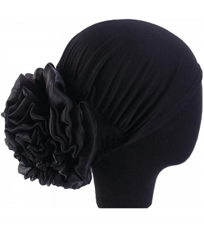 Skullies & Beanies 1Pack / 2Packs Women Flower Elastic Turban Beanie Head Wrap Chemo Cap Hat - 3pcs-black&gray&purple - CH18X...