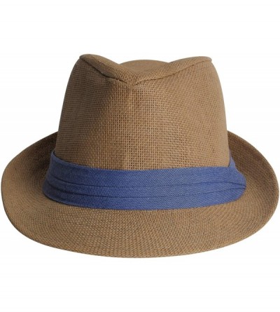 Fedoras Fedora Hats for Men & Women Tribly Short Brim Summer Paper - 01 - Khaki - CP18W4AU2IX $9.44