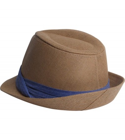 Fedoras Fedora Hats for Men & Women Tribly Short Brim Summer Paper - 01 - Khaki - CP18W4AU2IX $9.44