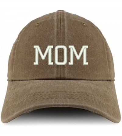 Baseball Caps Mom Embroidered Pigment Dyed Unstructured Cap - Dark Beige - CG18D48A7AC $16.64