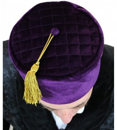 Skullies & Beanies Men's Velvet Quilted Smoking Cap - Purple - CS12080548B $38.90