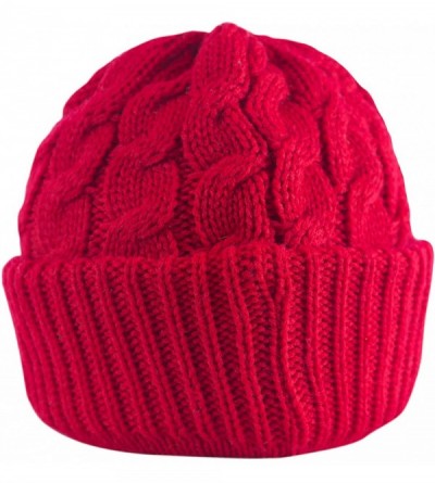 Skullies & Beanies Winter Newsboy Cable Knitted Visor Beanie Bill Winter Warm Hat - Red - CP11PRX1ATL $11.32