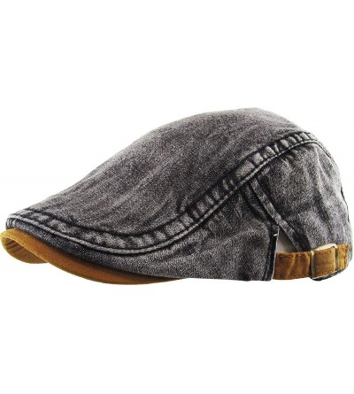 Newsboy Caps Classic Solid Cotton Denim Newsboy Ivy Gatsby Cabbie Ascot Hat Cap Adjustable - (210) Black Denim - CC12E2UNEDP ...