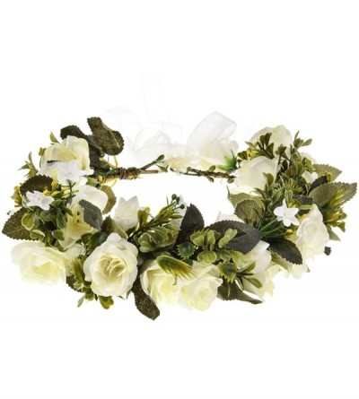 Headbands Christmas Wedding Flower Crown Boho Bridal Flower Wreath Babies Breath Hair Crown Headpiece - White-5 - CA194MYOMOW...