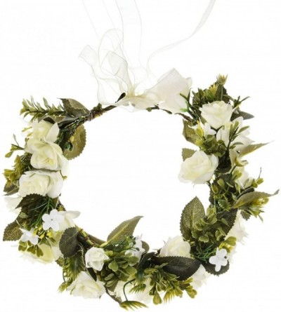 Headbands Christmas Wedding Flower Crown Boho Bridal Flower Wreath Babies Breath Hair Crown Headpiece - White-5 - CA194MYOMOW...
