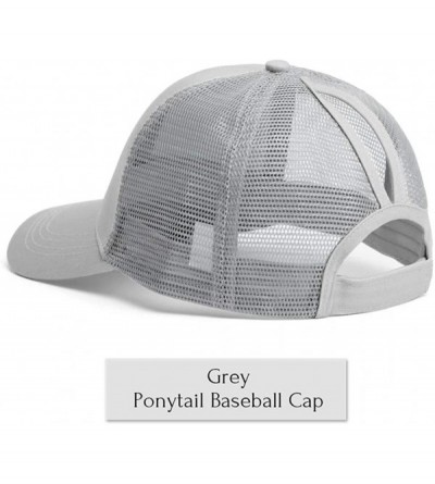 Baseball Caps Solid Ponytail Hat Baseball Cap Cotton Mesh High Bun Pony Cap Women - Black_and_grey_2pcs - CM18QNECIT4 $19.45