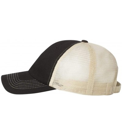 Baseball Caps Headwear 3100 Contrast Stitch Mesh Cap - Black/Stone - CC12D98LK23 $9.13