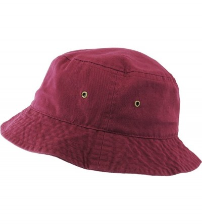 Bucket Hats Unisex Washed Cotton Bucket Hat Summer Outdoor Cap - (1. Bucket Classic) Burgundy - CB18HZZCKAH $7.67