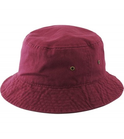 Bucket Hats Unisex Washed Cotton Bucket Hat Summer Outdoor Cap - (1. Bucket Classic) Burgundy - CB18HZZCKAH $7.67