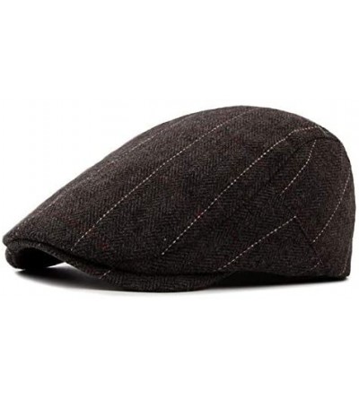 Newsboy Caps 1-2 Pack Newsboy Hat for Men Classic Herringbone Tweed Wool Blend Flat Cap Ivy Gatsby Cabbie Driving Hat - CZ18G...