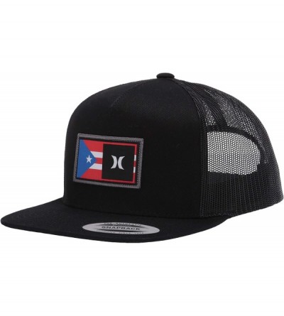 Baseball Caps Men's Destination Flat Bill Trucker Baseball Cap Hat - Black/Black Forest (Puerto Ric - CM18AQSIT0D $49.09