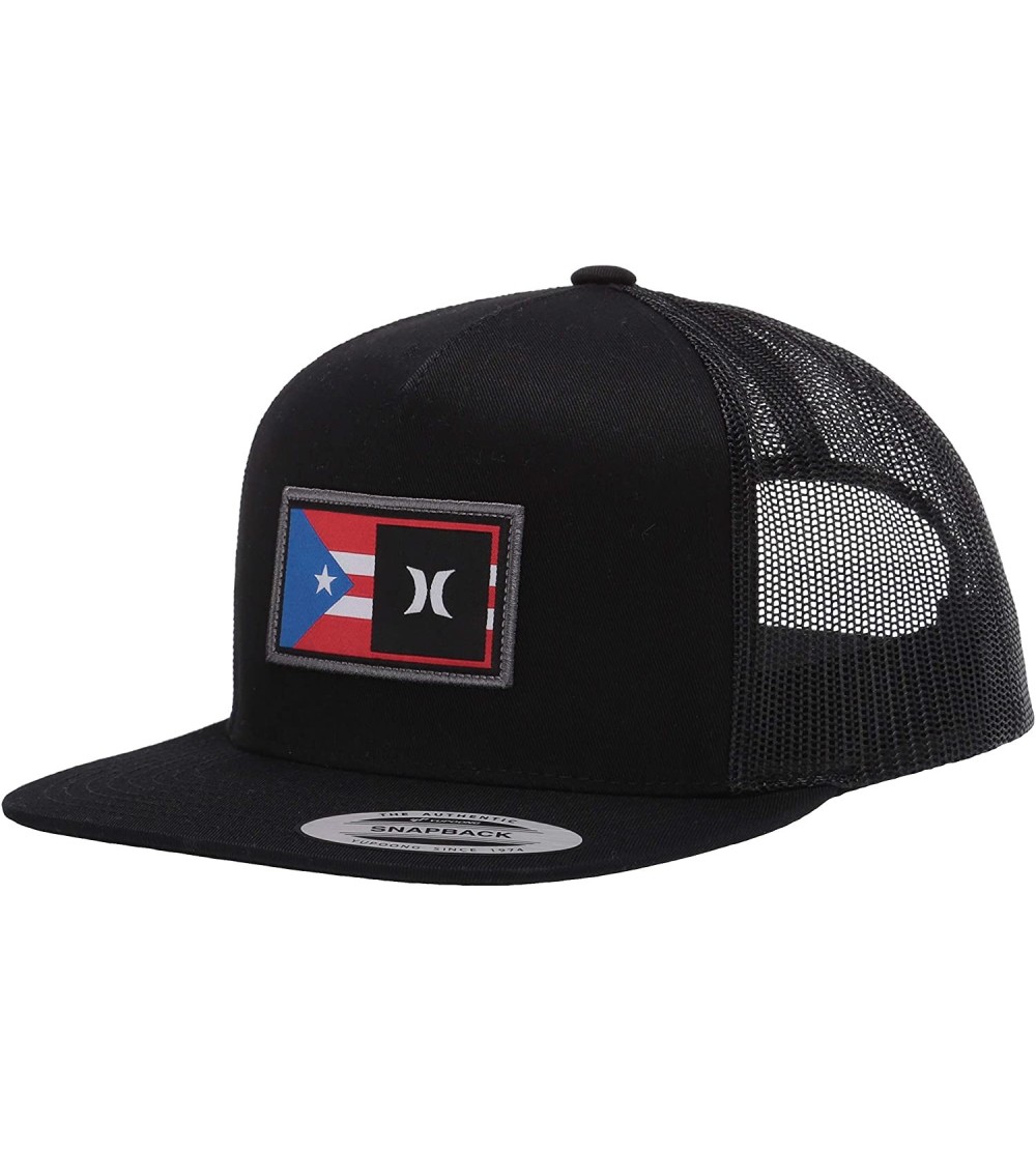 Baseball Caps Men's Destination Flat Bill Trucker Baseball Cap Hat - Black/Black Forest (Puerto Ric - CM18AQSIT0D $28.05