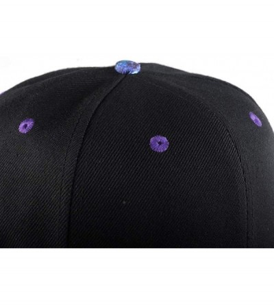 Baseball Caps Purple Galaxy Snapback Hat Unisex Trucker Hat Hip Hop Plaid Flat Bill Brim Adjustable Baseball Cap - Black Purp...