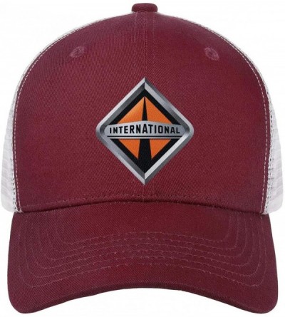 Baseball Caps Unisex Mens Baseball Hats Vintage Adjustable Mesh Dad-Navistar-International-Flat Cap - Burgundy-33 - CV18T872R...