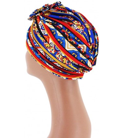Skullies & Beanies Shiny Flower Turban Shimmer Chemo Cap Hairwrap Headwear Beanie Hair Scarf - Royal Blue - CI18Z2OXL0R $10.42