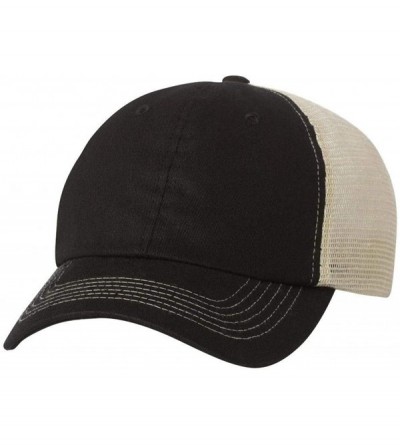 Baseball Caps Headwear 3100 Contrast Stitch Mesh Cap - Black/Stone - CC12D98LK23 $9.13