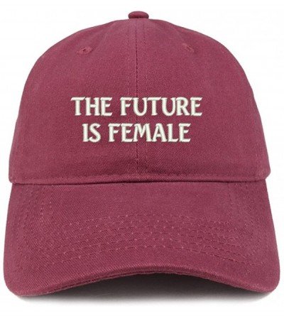 Baseball Caps The Future is Female Embroidered Low Profile Adjustable Cap Dad Hat - Maroon - CA18CSGGKI0 $13.09
