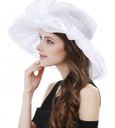 Sun Hats Women's Kentucky Derby Fascinators Church Wedding Easter Tea Party Hat - White - C8124ASWCPT $21.62