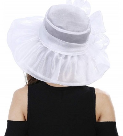 Sun Hats Women's Kentucky Derby Fascinators Church Wedding Easter Tea Party Hat - White - C8124ASWCPT $21.62