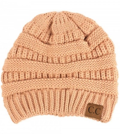 Skullies & Beanies Fleeced Fuzzy Lined Unisex Chunky Thick Warm Stretchy Beanie Hat Cap - Solid Rose - C518AAK3E76 $28.33
