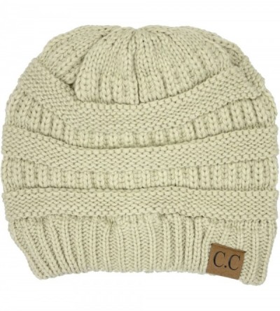 Skullies & Beanies Soft Stretch Chunky Cable Knit Slouchy Beanie Hat - Beige - CD186RN9HG4 $24.79