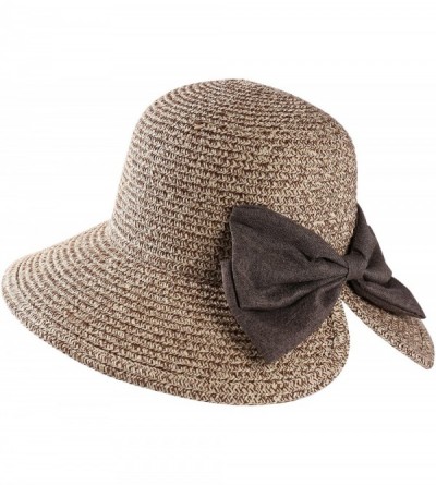 Sun Hats Womens Light Weight Bow Bucket Straw Sun Hat - Tan - C0183N6O9IG $13.85