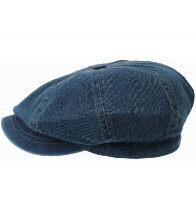 Newsboy Caps Baker Boy Flat Cap Stitchy Beret Washed Denim Jean Hat DW3834 - Blue - CJ1876TLEHK $21.33