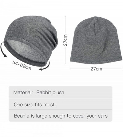 Skullies & Beanies Fleece Beanie- Warm Slouchy Soft Men's Winter Hat Fits for Skiing Jogging & Women Daily Use - Gray - C818Y...