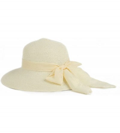 Sun Hats Straw Wide Brim Floppy Hat with Fancy Ribbon 965SH - Off White - CL11B8X1KDB $11.07