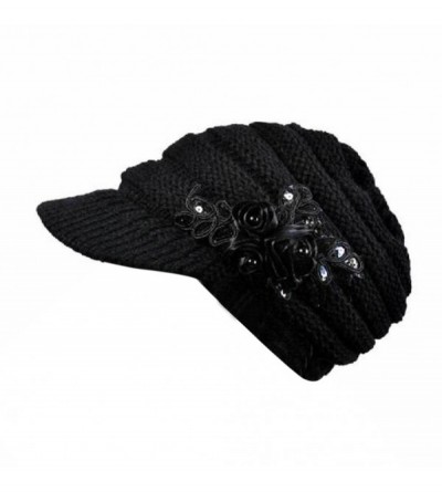 Skullies & Beanies Women Hat-Fashion Women Hats For Winter Beanies Knitted Hats Girls' Rabbit Cap (Black ❤️) - Black ❤️ - CC1...